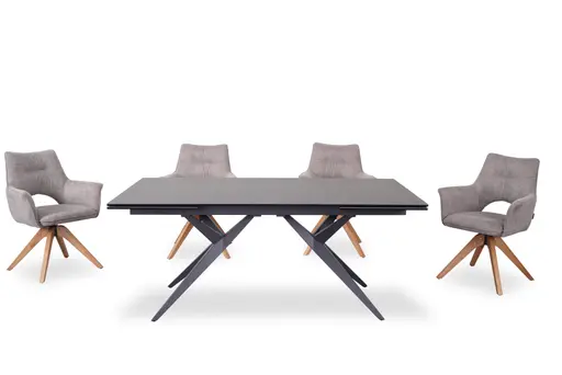 Esstisch MICHELA - ausziehbar, LB ca. 180x95 cm, Glaskeramik, Dunkelgrau