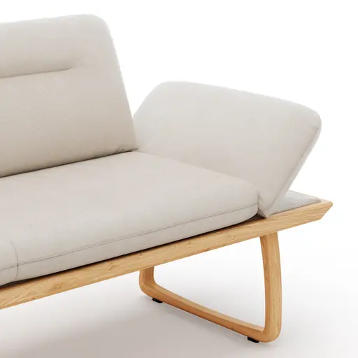 Bank Kamari - Breite ca. 208cm, Seitenteile verstellbar, Leder, Kitt