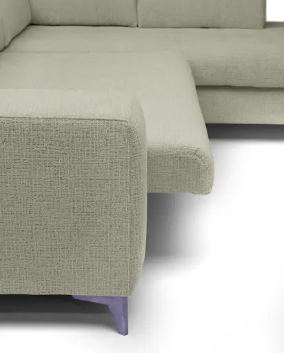 Ecksofa -2-Sitzer mit Ecke rechts, Kopfteil verstellbar, Sitztiefe verstellbar motorisch, Stoff, Perlmutt