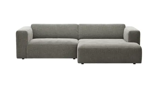Ecksofa Laja - 1-Sitzer mit Longchair rechts, Stoff, Steingrau