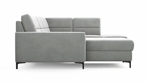 Wohnlandschaft Merlos H - Longchair links und 2,5-Sitzer mit Ecke rechts inkl. Relaxfunktion (motorisch), Stoff, Grau