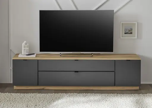 Lowboard- Anthrazit, Eiche Dekor