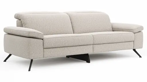 Sofa Rafaela 2.0 - 3-Sitzer inkl. 1x Relaxfunktion und Kopfteile verstellbar, Stoff, Champagner