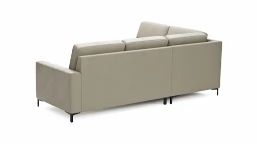 Ecksofa Merlos H. - Ecke links mit 2,5-Sitzer rechts, Leder, Kreide