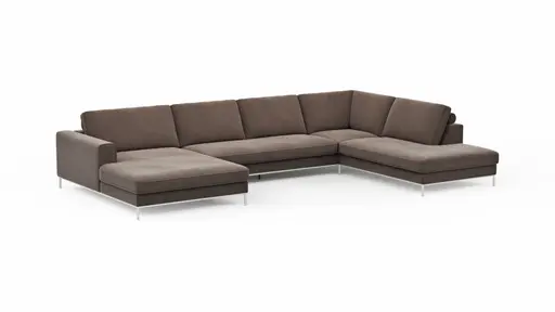 Wohnlandschaft Solano - Longchair Links, 2-Sitzer, Ecke Rechts, Stoff, Mocca-Braun