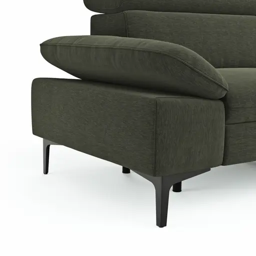 Ecksofa Felipa - 2,5-Sitzer mit Ecke rechts inkl. Armlehne verstellbar und Rückenlehne/Sitztiefe verstellbar (motorisch), Stoff, Dunkelgrün