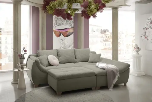 Ecksofa JAMILA - 2-Sitzer, Ecke rechts, Stoff, Taupe