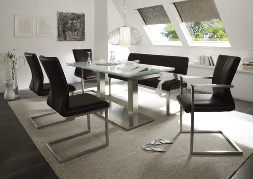 Esstisch - ausziehbar, LB ca. 250x90 cm, Glas, Weiß