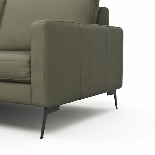 Ecksofa Enna - Longchair Links mit 3-Sitzer, Armlehne A, Leder, Olive