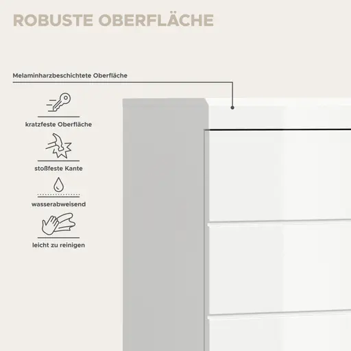 Hochschrank - B ca. 37 cm, Weiß, Weiß Hochglanz
