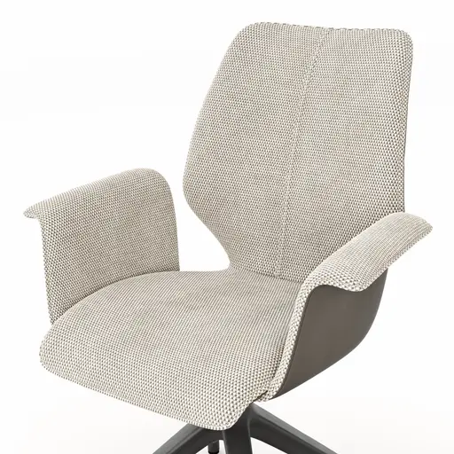 Armlehnstuhl Penthouse - Stoff, Hellgrau, Leder, Grau