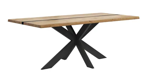 Esstisch Kima - LB ca. 200x100 cm, Wildeiche massiv mit Epoxid-Harz