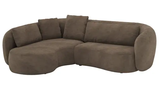 Ecksofa Karasu - Ottomane links mit 3-Sitzer rechts, Stoff, Taupe