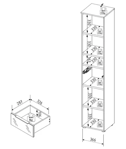 Büroregal - B ca. 40 cm, Riva Eiche Nachbildung, Kaschmir