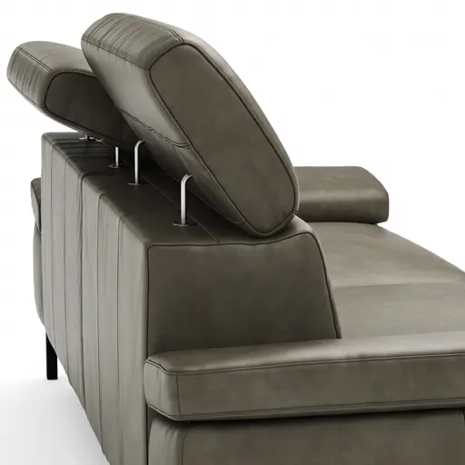 Sofa Hudson - 3-Sitzer, inkl. Kopfteil verstellbar, Leder, Braungrün