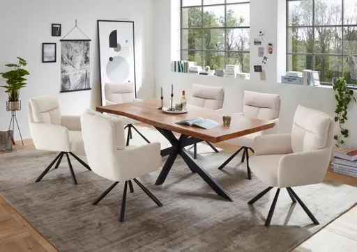 Armlehnstuhl - drehbar, Cord, Hellbeige