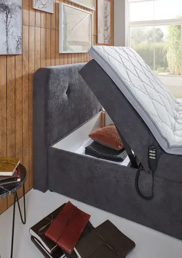 Boxbett - Liegefläche ca. 120x200 cm, Stoff, Grau