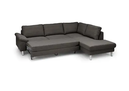 Ecksofa COOL - 2,5-Sitzer mit Ecke rechts, Querschläfer, Stoff, Mocca