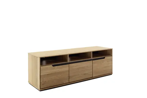 TV-Lowboard - B ca. 153 cm, Eiche Furnier geölt, Wildeiche massiv geölt