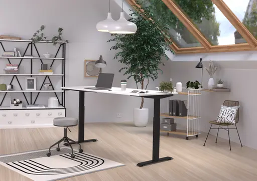 Schreibtisch GELI - höhenverstellbar, LB ca. 180x80 cm, Weiß, Schwarz