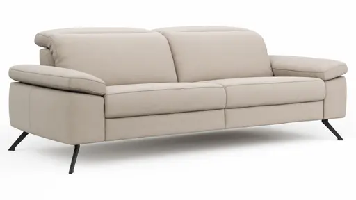 Sofa Rafaela 2.0 - 3-Sitzer inkl. Kopfteil verstellbar, Leder, Champagner