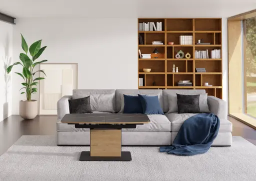 Couchtisch - höhenverstellbar, ausziehbar, LBH. ca. 120-160x70x56-75 cm, Schwarz