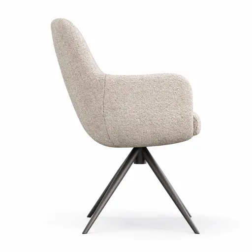 Armlehnstuhl Mis Legere - Boucle, Natur, Stativ, Anthrazit