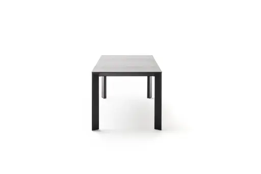 Esstisch Hakon - ausziehbar, LB 160x90 cm, Keramik, Dunkelgrau, Gestell Schwarz