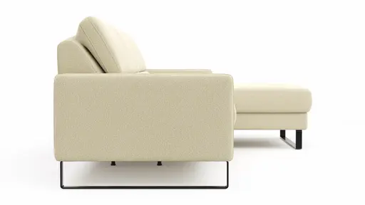 Ecksofa Valera - 3-Sitzer mit Longchair rechts inkl. Rückenlehne verstellbar, Stoff, Natur