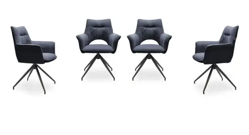 Armlehnstuhl MALEEN - drehbar, Stoff, Blau