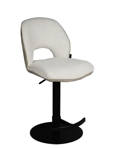 Barhocker MAILE - drehbar, höhenverstellbar, Stoff, Creme