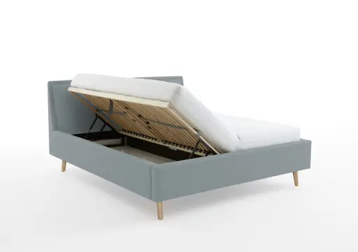 Polsterbett - Liegefläche ca. 140x200 cm, Stoff, Eisblau