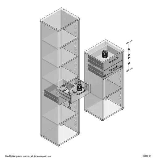 Schubkasten-Set- B ca. 42 cm, Kaschmir