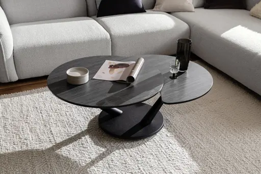 Couchtisch Spessa - LB ca. 128x80 cm, drehbar, Keramik, Anthrazit