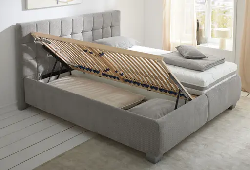 Polsterbett- Liegefläche ca. 180x200 cm, Stoff, Hellgrau