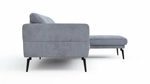 Ecksofa Estrela - 2,5-Sitzer mit Longchair rechts inkl. Rücken-/Armlehne/Sitztiefe verstellbar und Relaxfunktion (motorisch), Stoff, Grau