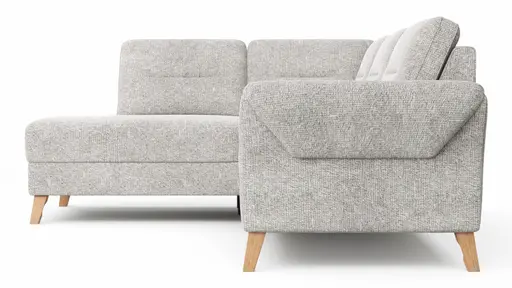 Ecksofa Almyra - Ottomane links mit 2,5-Sitzer, Stoff, Silbergrau