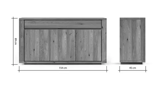 Sideboard Bakersfield - Schublade geschroppt, Asteiche massiv, geölt
