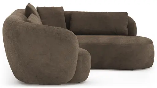 Ecksofa Karasu - 3-Sitzer mit Ottomane rechts, Stoff, Taupe