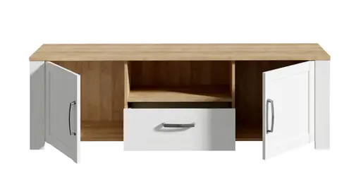 TV-Board FELLIAN- B ca. 166 cm, Weiß, Eiche Dekor