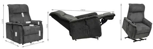 TV-Sessel MIKLAS - Aufstehhilfe, Relaxfunktion, Stoff, Grau