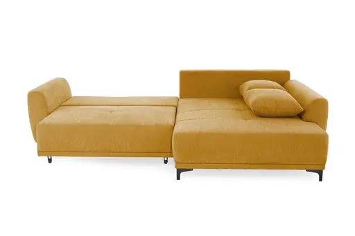 Ecksofa JACEK - 3-Sitzer, Ecke rechts inkl. Schlaffunktion mit Bettkasten, Stoff, Senfgelb