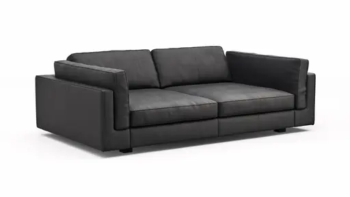 Sofa Aprino 3 - 3,5-Sitzer XXL, Dickleder, Schwarz, Armlehne Kissen
