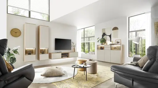 Sideboard EM Gradina - mit Beleuchtung, Risseiche, Sandbeige