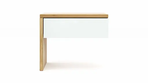 Anstellnachtkonsole New Jersey - Links, Wildeiche massiv geölt, Weißglas