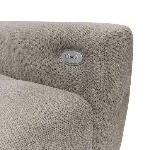 Ecksofa - Longchair links mit 2-Sitzer, Kopfteil verstellbar, Sitztiefe verstellbar motorisch, Stoff, Steingrau