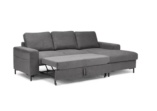 Ecksofa - 2-Sitzer mit Longchair rechts, Stoff, Anthrazit