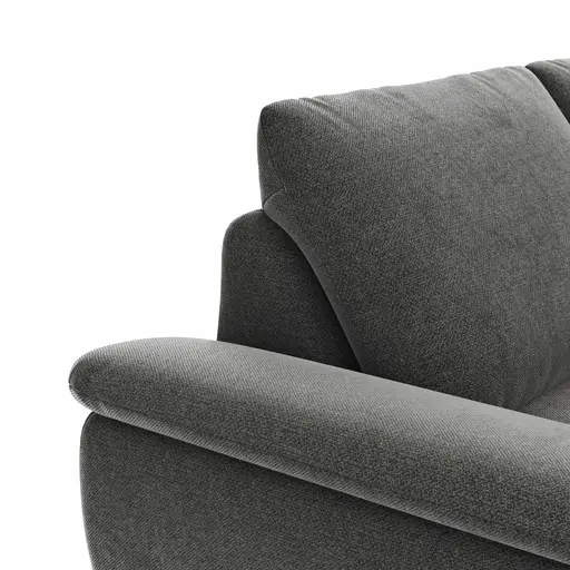 Ecksofa Gotera - 1,5-Sitzer med + 1,5-Sitzer med mit Longchair groß rechts inkl. Schlaffunktion (teilmotorisch), Armlehne klappbar, Rückenlehne verstellbar  und einmal Relaxfunktion (teilmotorisch), Stoff, Anthrazit