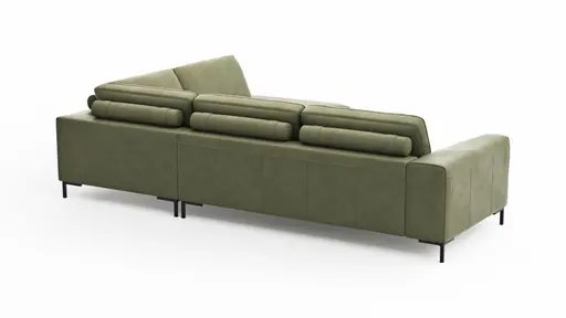 Ecksofa Solano - 2,5-Sitzer mit Ecke Rechts, Leder, Olive