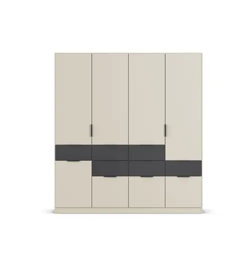 Drehtürenschrank RAAS- B ca. 181 cm, Champagner, Dunkelgrau